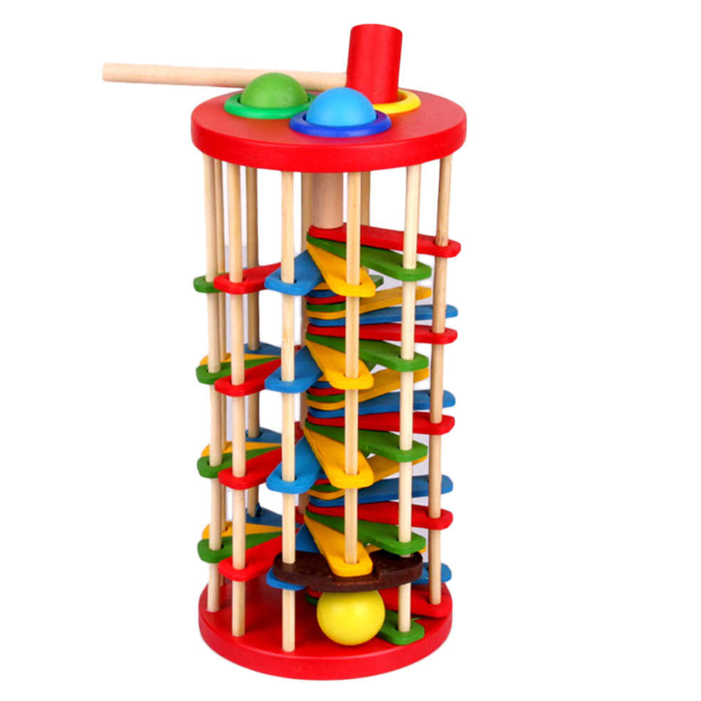 Woody Portable and Practical Knock The Ball Falls Ladder Toys Wooden Fancy Table Rolling Ball Ladder Model Safe and Innovative