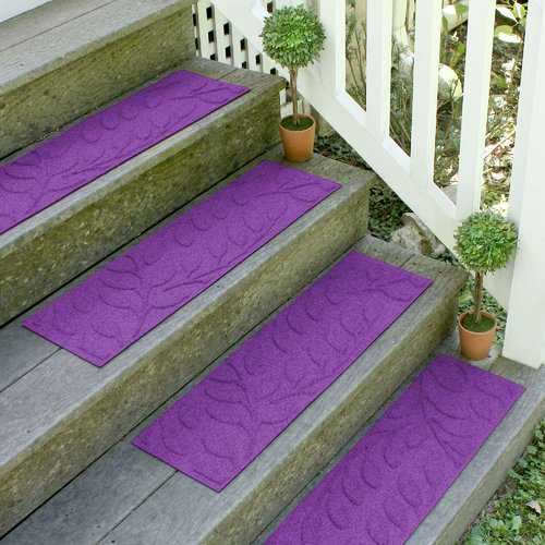 Bungalow Flooring Aqua Shield Purple Brittany Leaf Stair Tread (Set of 4)