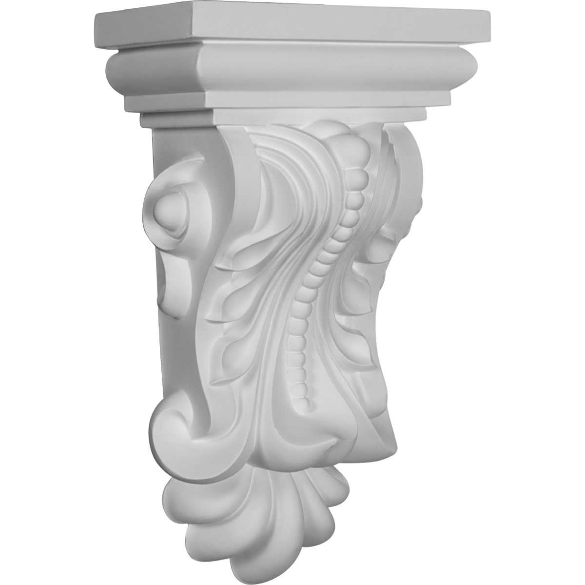 Ekena Millwork 13 3/8''H x 7 7/8''W x 5 1/8''D Beaded with Leaves Corbel