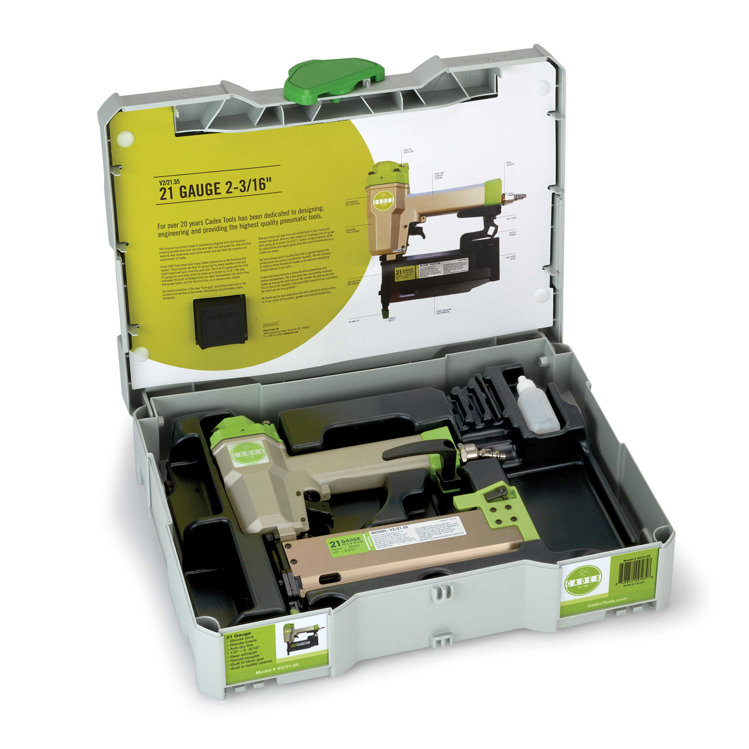 Cadex 21 Gauge, 2-3/16' Combination Pinner/Brad Nailer - with Systainer Case