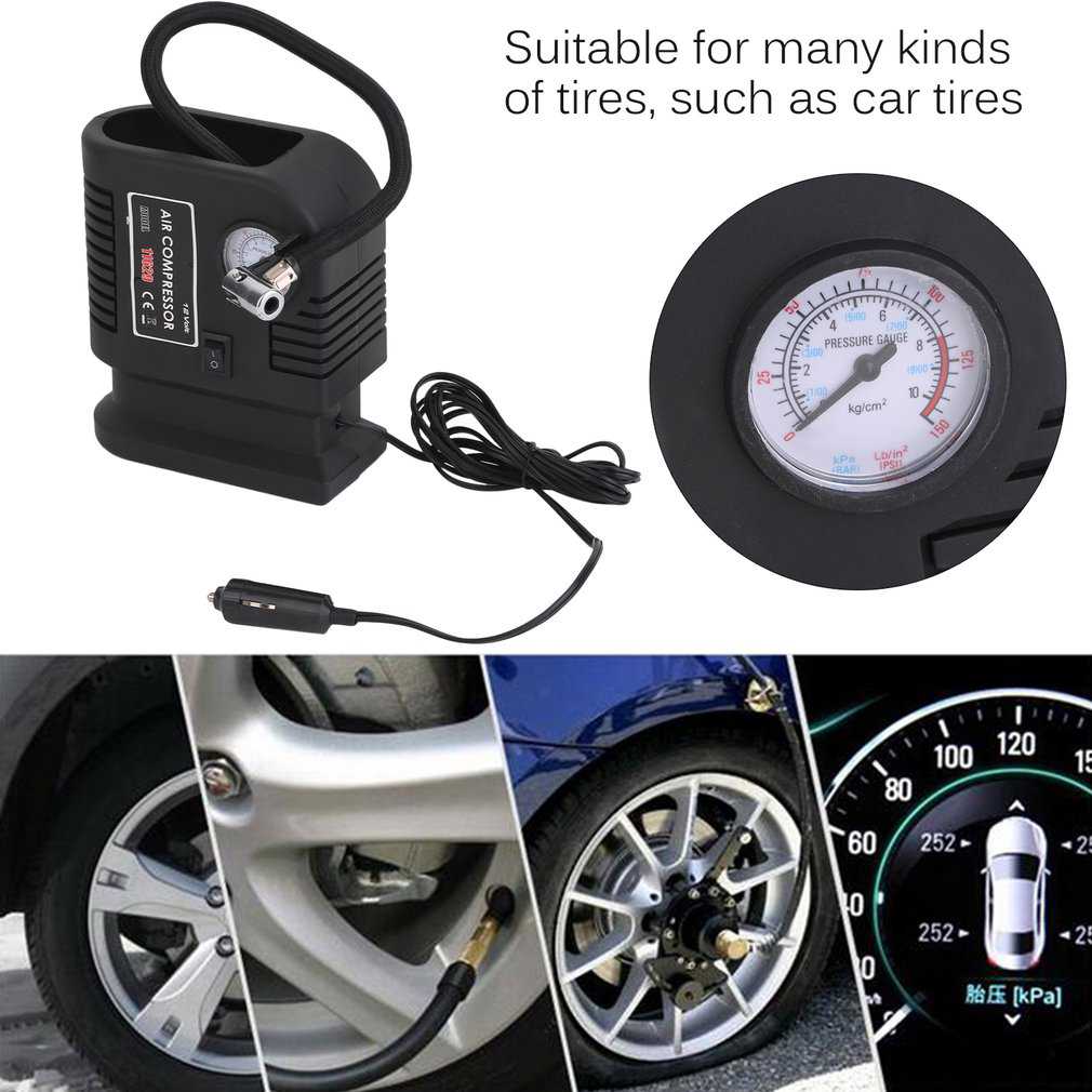 Portable Auto Vehicle Air Compressor Pump Tire 12V And 3 Adapter Electric Inflatable Inflating Pump Tire Tyre Inflator
