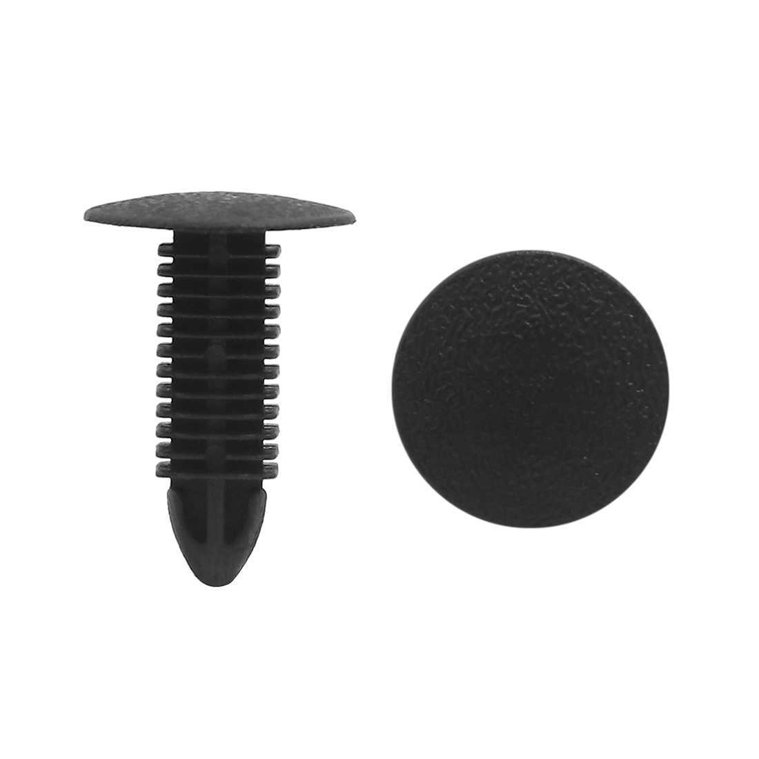 50pcs Plastic Rivets Fastener Bumper Push Screw Pin Clips 8 x 8mm Hole Black