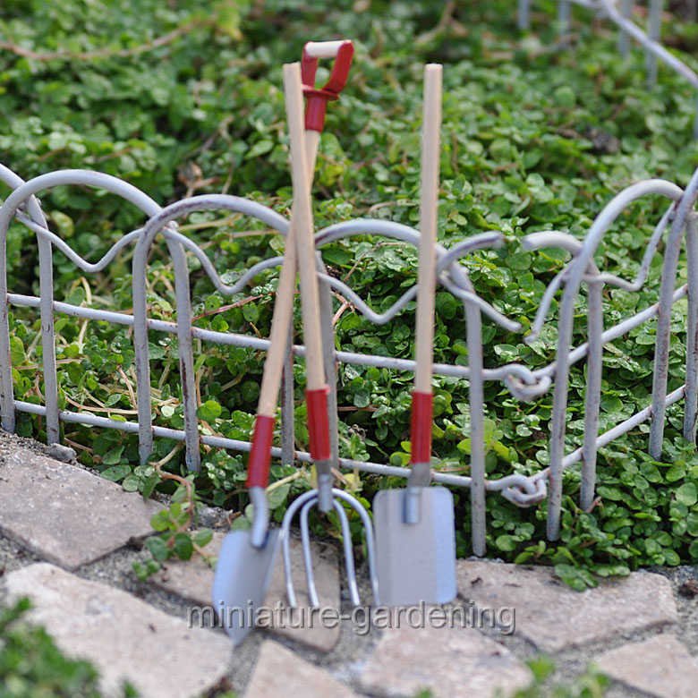 Darice Wood & Metal Garden Tool Set for Miniature Garden, Fairy Garden