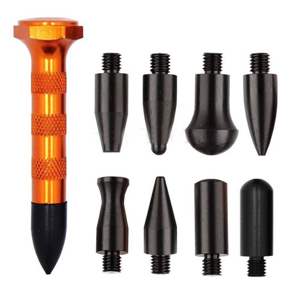 DIY Paintless Dent Repair Kit Metal Tap Down Pen With 9 Heads Tips Dent Removal PDR Tools