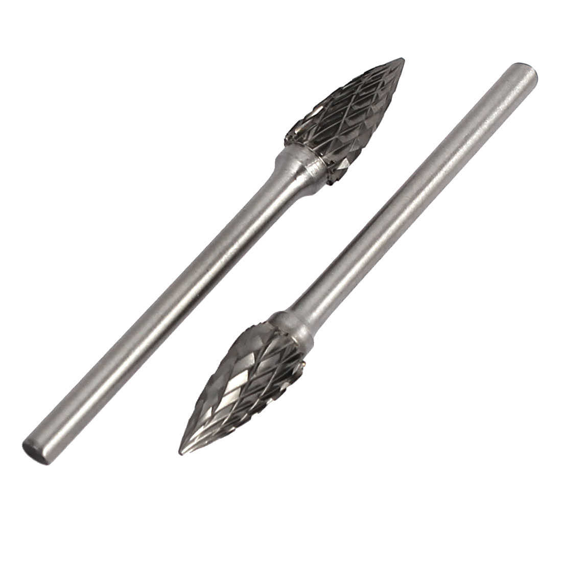 3mm 1/8' Shank Tungsten Carbide Double Cut Pointed Tree Shaped Rotary File 2pcs