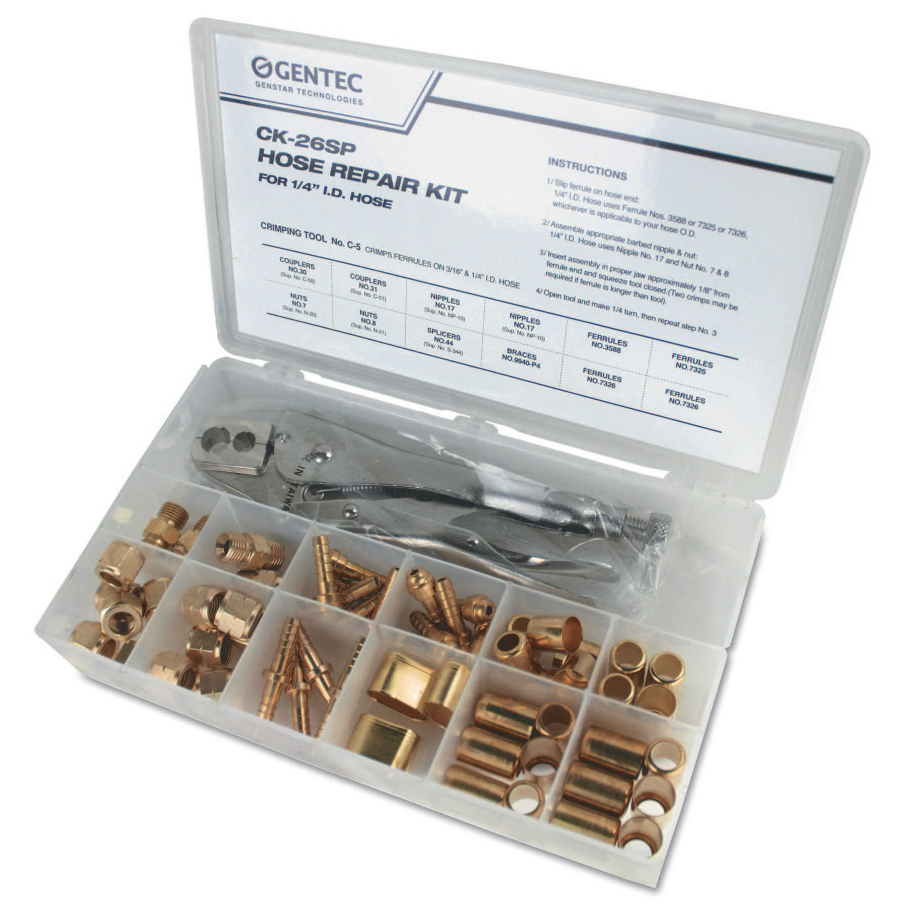 Gentec Hose Repair Kits, Includes Nuts, Ferrules, Couplers, Splicer, Pliers