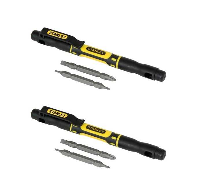 Stanley 66-344 (2 Pack) 4-in-1 pocket screwdriver bi-material phillips flat head