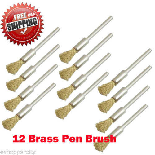 MTP  Pack of 12 Rotary Brass Small Brush Dremel 443 442 428 8220-2/28 395 4000 1/8' Shank Clean Polish Tool Jewelry Stone Hobby
