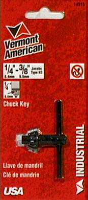 Vermont 14915 Replacement Chuck Key, 1/4 in, For Use with Professional Cordless Chuck